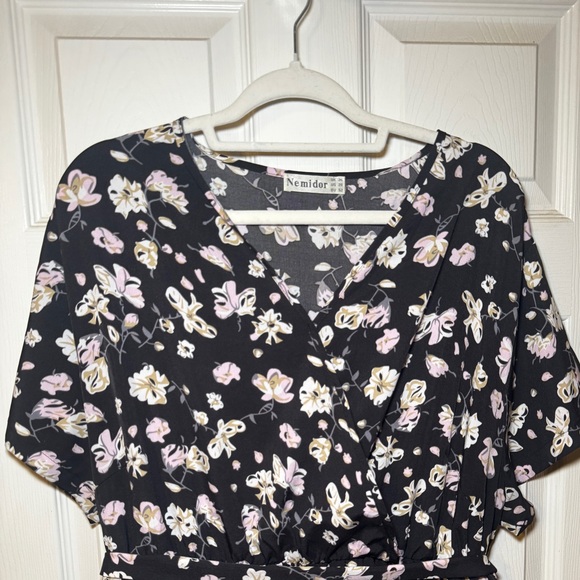 Nemidor | EUC Women’s Black Floral Midi Dress Size 20 - Picture 3 of 10